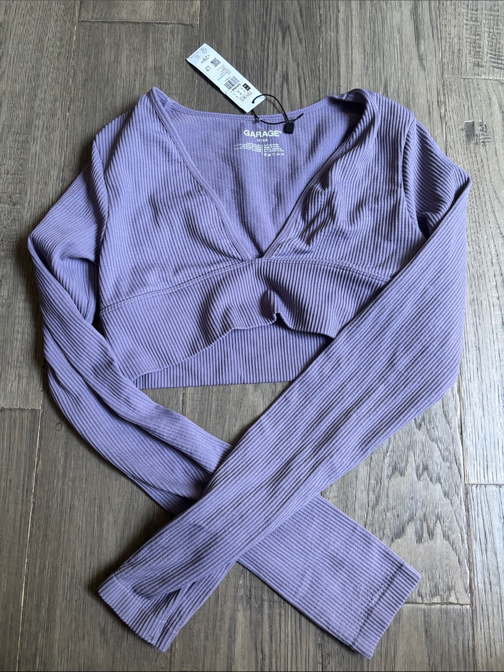 Garage | Lavender Scarlett Seamless Deep Plunge Long Sleeve Tee Size XS